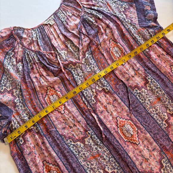 Lucky Brand Tapestry Scarf Print Top Womens Size 3X Pastel Boho Peasant Blouse - Picture 8 of 9